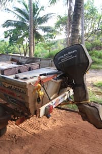 Outboard storage and towing cover.