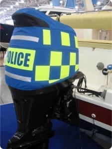 Suzuki DF140 vented outboard cover on a Russian police boat.                                  #AustralianMade